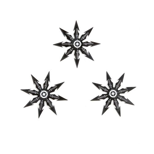 8 Point Black Stainless Steel Bulls Eye Throwing Star Set (3 Piece Set)