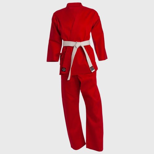 ProForce 5 oz. Classic Karate Uniform (Elastic Drawstring) - 60/40 Blend - Red - With Free White Belt
