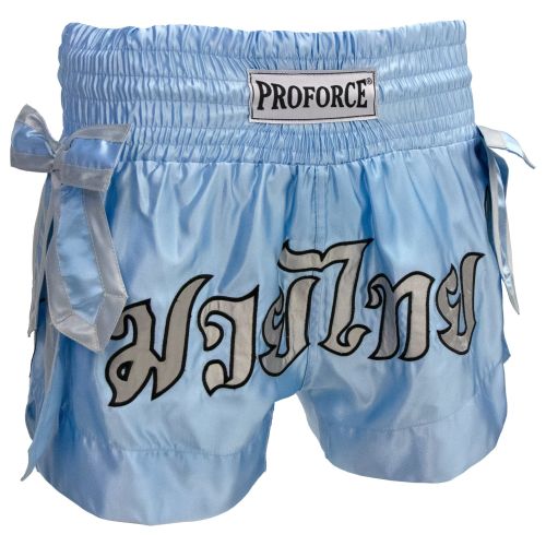 ProForce Sport Angel Wing Muay Thai Shorts - w/ Light Blue Bows