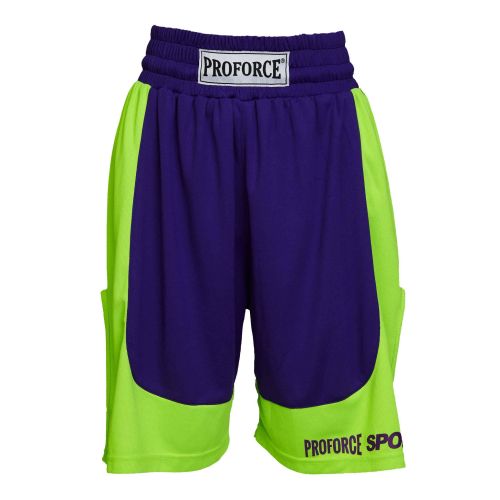 PF Sport XS Long Boxing Shorts PUR GRN Purple & Lime Green X-Small