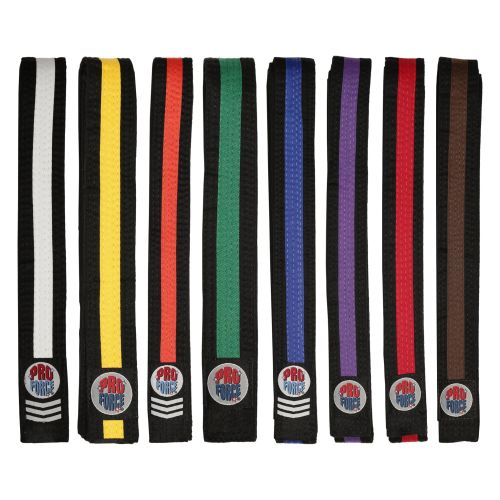 ProForce® II 1.5" Double Wrap Color Striped Black Karate Belt