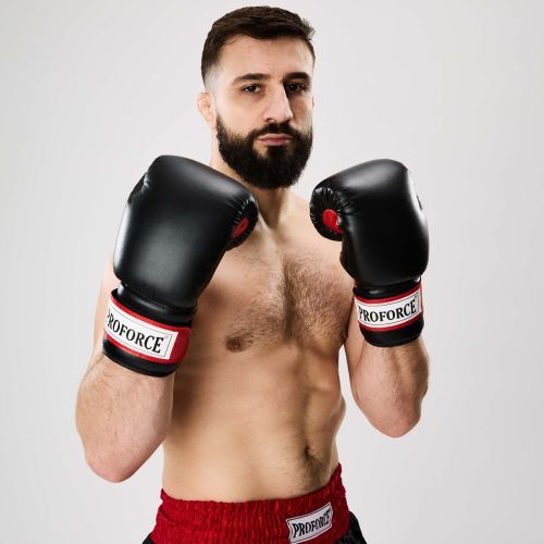 Proforce&reg; 12 oz Black Red Palm Leatherette Gloves